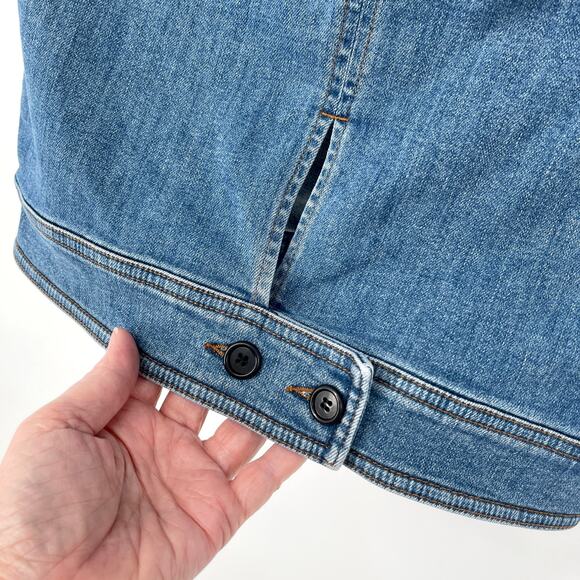 Swedish Hasbeens Denim Cargo Skirt Sz 36 / US M Blue Stone Bleach Wash Stretchy - Picture 8 of 13